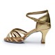 Women's Gold Leatherette Heels Sandals Latin Salsa With Ankle Strap Dance Shoes D602021