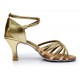 Women's Gold Leatherette Heels Sandals Latin Salsa With Ankle Strap Dance Shoes D602021