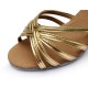 Women's Gold Leatherette Heels Sandals Latin Salsa With Ankle Strap Dance Shoes D602021