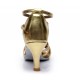 Women's Gold Leatherette Heels Sandals Latin Salsa With Ankle Strap Dance Shoes D602021