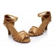Women's Beige Satin Heels Sandals Latin Salsa With Ankle Strap Dance Shoes D602023