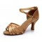 Women's Beige Satin Heels Sandals Latin Salsa With Ankle Strap Dance Shoes D602023