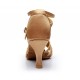 Women's Beige Satin Heels Sandals Latin Salsa With Ankle Strap Dance Shoes D602023