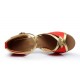 Women's Red Satin Heels Sandals Latin Salsa With Ankle Strap Dance Shoes D602025
