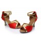 Women's Red Satin Heels Sandals Latin Salsa With Ankle Strap Dance Shoes D602025