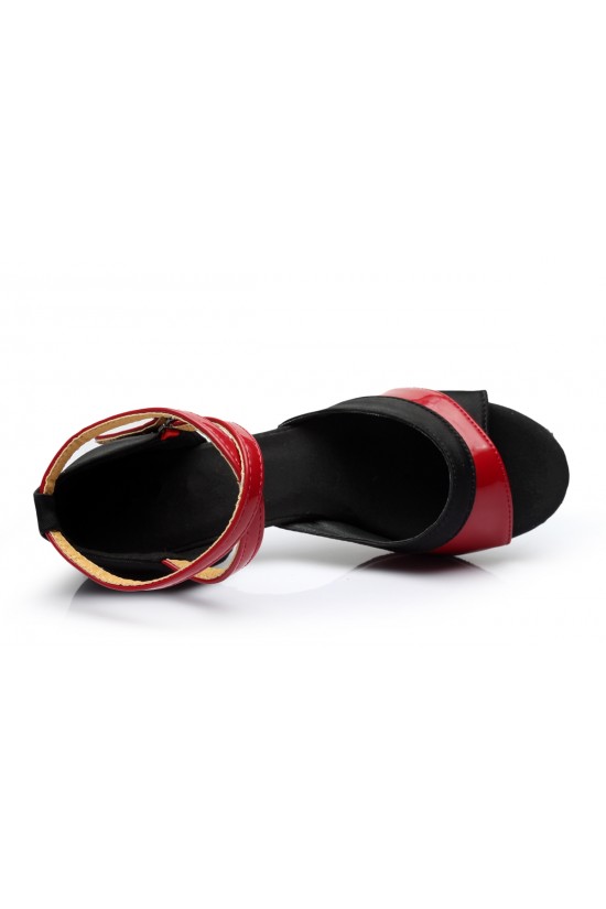 Women's Black Red Satin Heels Sandals Latin Salsa With Ankle Strap Dance Shoes D602037 Women's Black Red Satin Heels Sandals Latin Salsa With Ankle Strap Dance Shoes D602037