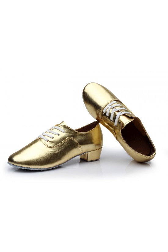 Men's Kids' Gold Leatherette Modern Ballroom Latin Dance Shoes Dance Sneakers Flat Heel D603002 Men's Kids' Gold Leatherette Modern Ballroom Latin Dance Shoes Dance Sneakers Flat Heel D603002