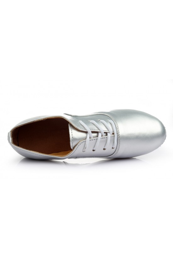 Men's Kids' Silver Leatherette Modern Ballroom Latin Dance Shoes Dance Sneakers Flat Heel D603004 Men's Kids' Silver Leatherette Modern Ballroom Latin Dance Shoes Dance Sneakers Flat Heel D603004