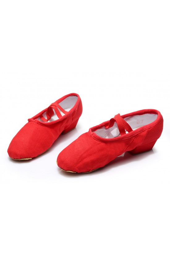 Women's Red Canvas Dance Shoes Ballet/Latin/Yoga/Dance Sneakers Canvas Flat Heel D604004