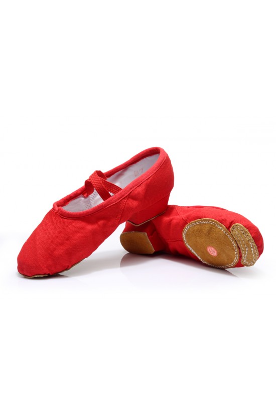 Women's Red Canvas Dance Shoes Ballet/Latin/Yoga/Dance Sneakers Canvas Flat Heel D604004
