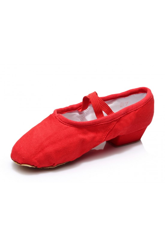 Women's Red Canvas Dance Shoes Ballet/Latin/Yoga/Dance Sneakers Canvas Flat Heel D604004