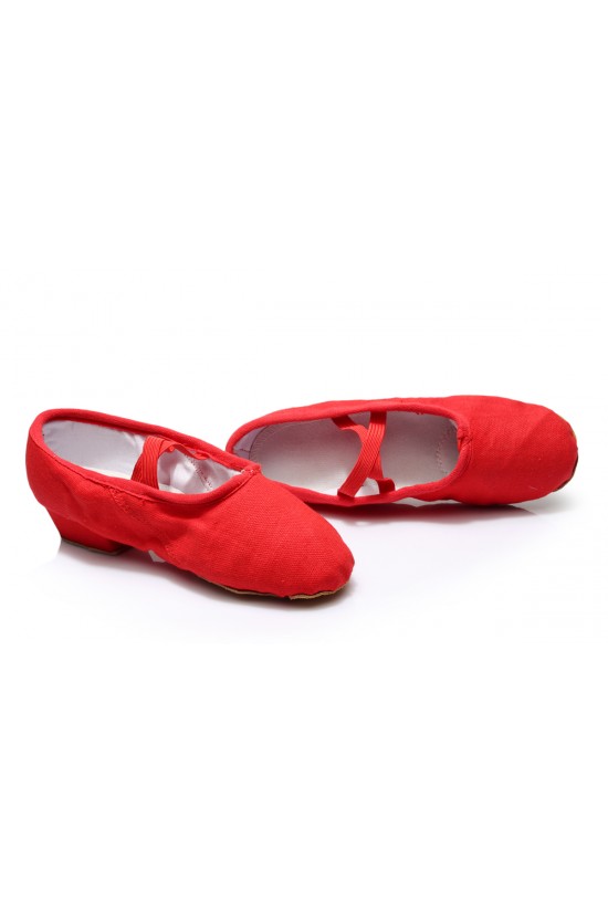 Women's Red Canvas Dance Shoes Ballet/Latin/Yoga/Dance Sneakers Canvas Flat Heel D604004