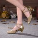 Women's Gold Sparkling Glitter Upper Latin/Ballroom Dance Performance Shoes Wedding Party Shoes D801007