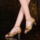 Women's Leatherette Gold Sparkling Glitter Heels Piscine Mouth Sandals With Ankle Strap Latin Ballroom Dance Shoes D801035