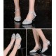 Women's Fashion Silver  Sparkling Glitter Heels With Ankle Strap Latin Ballroom Dance Shoes Wedding Party Shoes D801038