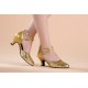 Women's Fashion Gold Sparkling Glitter Heels With Ankle Strap Latin Dance Shoes Wedding Party Shoes D801044