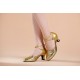 Women's Fashion Gold Sparkling Glitter Heels With Ankle Strap Latin Dance Shoes Wedding Party Shoes D801044
