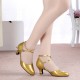 Women's Fashion Heels With Ankle Strap Latin Modern Dance Shoes Yellow Wedding Party Shoes D801050