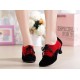 Women's Heels Lace-up Latin Modern Dance Shoes Red Black Wedding Party Shoes D801053