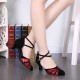 Women's Black Red Sparkling Glitter Heels With Buckle Latin Ballroom/Outdoor Dance Shoes Wedding Party Shoes D801063
