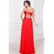 Empire One-Shoulder Long Red Beaded Chiffon Prom Evening Formal Party Dresses/Maternity Evening Dresses ED010006