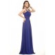 A-Line Beaded Long Blue Chiffon Prom Evening Formal Party Dresses ED010008