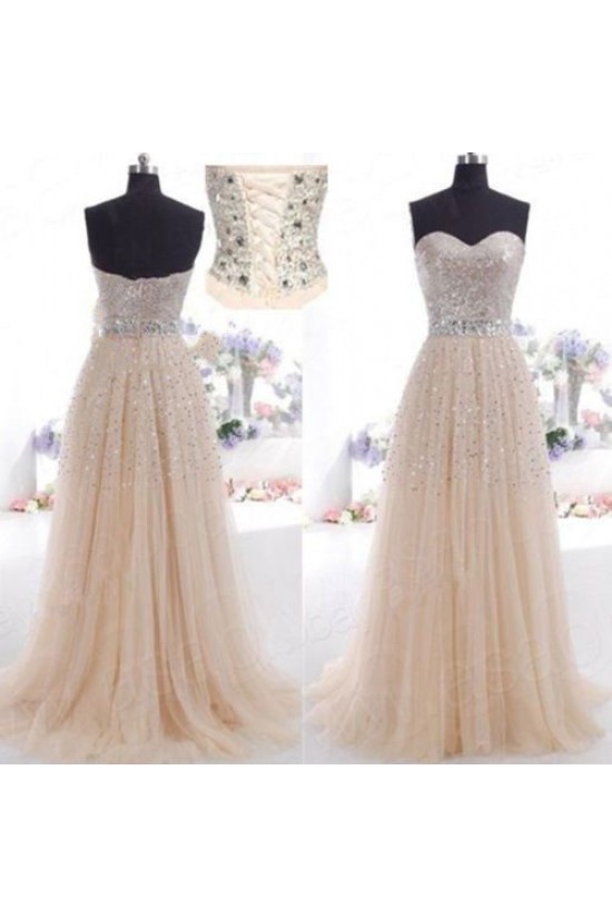 A-Line Sweetheart Beaded Tulle Long Prom Evening Formal Dresses ED011030 A-Line Sweetheart Beaded Tulle Long Prom Evening Formal Dresses ED011030