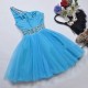 Short/Mini One-Shoulder Beaded Tulle Prom Evening Formal Dresses ED011068