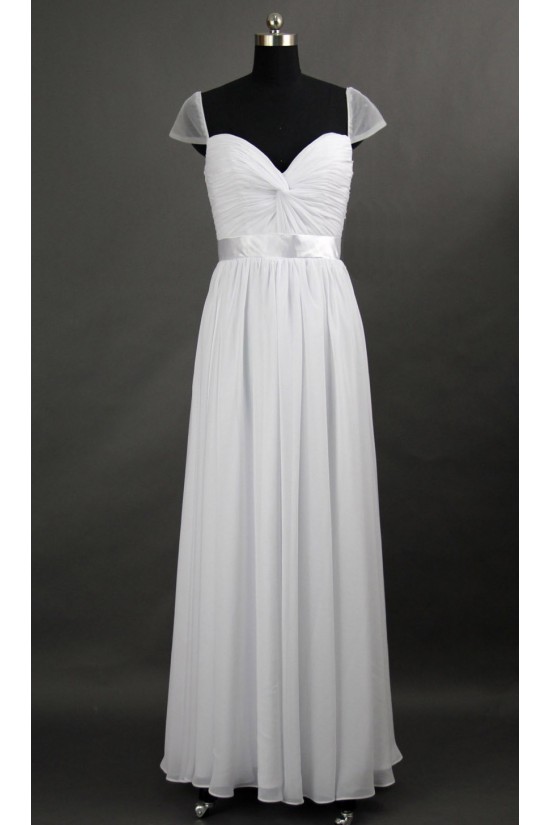 A-Line Cap-Sleeve Long White Chiffon Prom Evening Formal Dresses ED011074 A-Line Cap-Sleeve Long White Chiffon Prom Evening Formal Dresses ED011074
