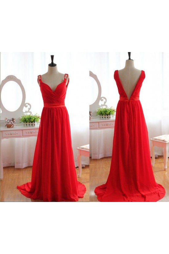 A-Line Long Red Chiffon Prom Evening Formal Dresses ED011079 A-Line Long Red Chiffon Prom Evening Formal Dresses ED011079