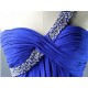 A-Line One-Shoulder Beaded Short Blue Chiffon Prom Evening Formal Dresses ED011087