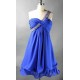 A-Line One-Shoulder Beaded Short Blue Chiffon Prom Evening Formal Dresses ED011087