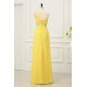 Empire One-Shoulder Beaded Long Yellow Chiffon Prom Evening Formal Dresses Maternity Dresses ED011157
