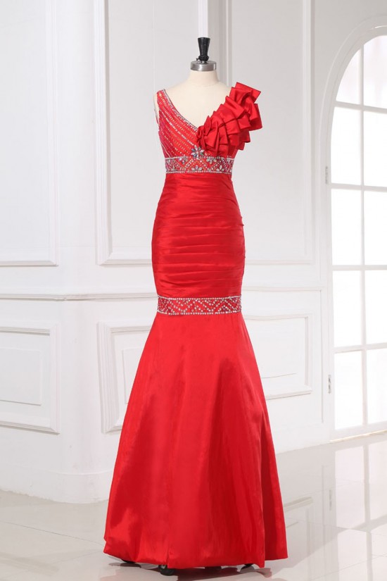Trumpet/Mermaid One-Shoulder Beaded Long Red Prom Evening Formal Dresses ED011161 Trumpet/Mermaid One-Shoulder Beaded Long Red Prom Evening Formal Dresses ED011161