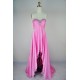 High Low Sweetheart Beaded Pink Chiffon Prom Evening Formal Dresses ED011167