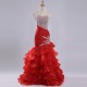 Trumpet/Mermaid Sweetheart Beaded Ruffle Long Red Organza Prom Evening Formal Dresses ED011179 Trumpet/Mermaid Sweetheart Beaded Ruffle Long Red Organza Prom Evening Formal Dresses ED011179