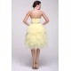 Strapless Short Beaded Yellow Prom Evening Cocktail Dresses ED011385
