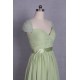 A-Line Beaded Cap-Sleeve Long Chiffon Prom Evening Formal Dresses ED011521
