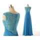 A-Line Jewel Long Applique and Chiffon Prom Evening Formal Dresses ED011562