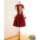 A-Line Jewel Long Sleeve Red Applique and Satin Prom Evening Formal Dresses ED011563