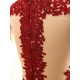 A-Line Jewel Long Sleeve Red Applique and Satin Prom Evening Formal Dresses ED011563