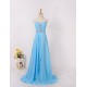 A-Line Sweetheart Beaded Long Blue Chiffon Prom Evening Formal Dresses ED011599