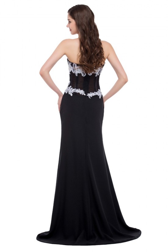 Elegant Sweetheart Split-Front Long Black Chiffon Prom Evening Formal Dresses ED011625 Elegant Sweetheart Split-Front Long Black Chiffon Prom Evening Formal Dresses ED011625