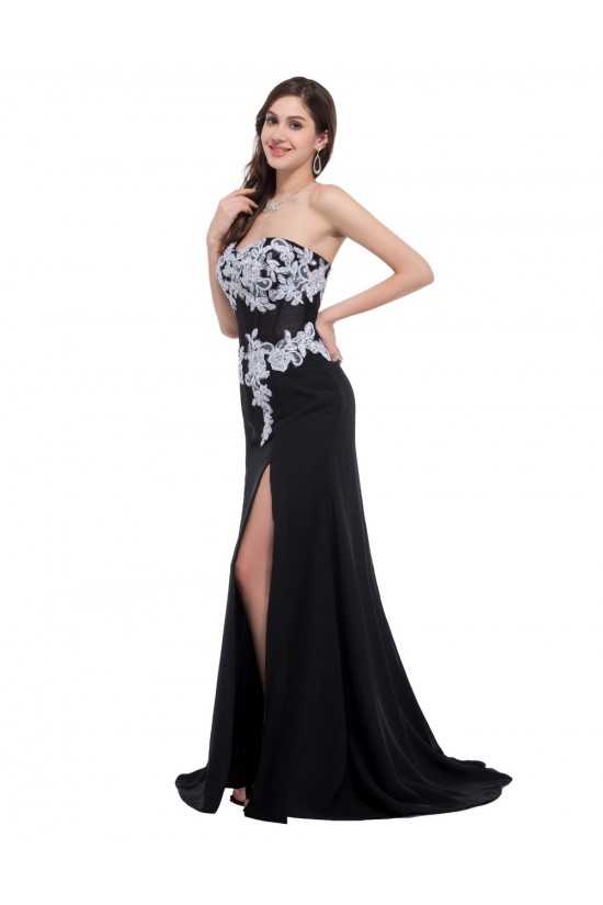 Elegant Sweetheart Split-Front Long Black Chiffon Prom Evening Formal Dresses ED011625 Elegant Sweetheart Split-Front Long Black Chiffon Prom Evening Formal Dresses ED011625