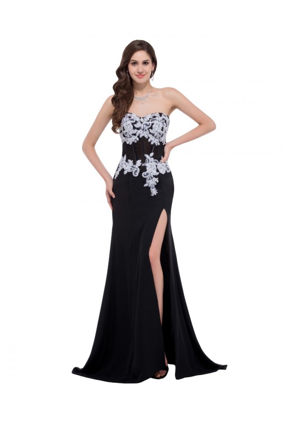 Elegant Sweetheart Split-Front Long Black Chiffon Prom Evening Formal Dresses ED011625 Elegant Sweetheart Split-Front Long Black Chiffon Prom Evening Formal Dresses ED011625