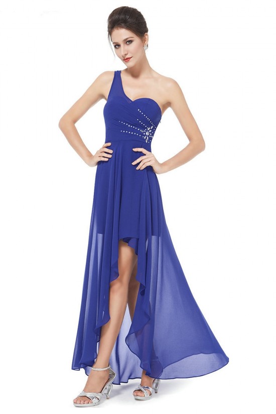 High Low One-Shoulder Beaded Chiffon Prom Evening Bridesmaid Dresses ED011628 High Low One-Shoulder Beaded Chiffon Prom Evening Bridesmaid Dresses ED011628