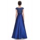 A-Line V-Neck Cap-Sleeve Long Blue Prom Evening Formal Dresses ED011638