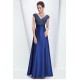 A-Line V-Neck Cap-Sleeve Long Blue Prom Evening Formal Dresses ED011638
