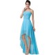 High Low One-Shoulder Short Beaded Chiffon Prom Evening Formal Dresses ED011642
