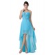 High Low One-Shoulder Short Beaded Chiffon Prom Evening Formal Dresses ED011642